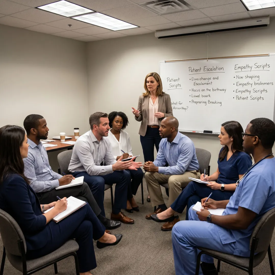 Healthcare team participating in customer service training