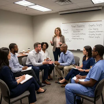 Healthcare team participating in customer service training