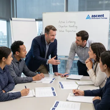 Facilitator coaching a business team