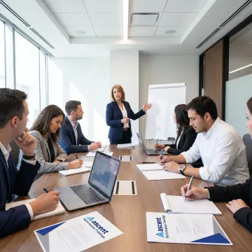 Executive coaching session with financial services leaders