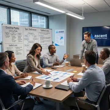 Executives collaborating during leadership training