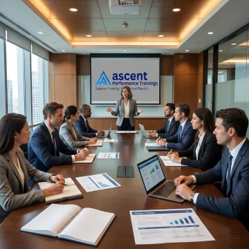 Leadership workshop with executives collaborating