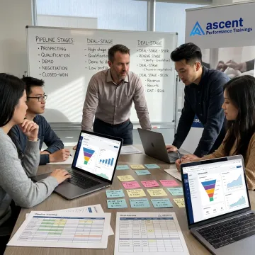SaaS sales coach working with revenue team