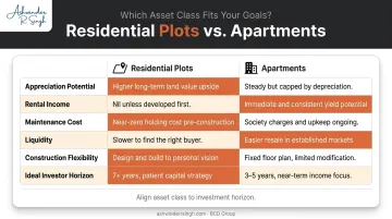 Residential plots versus apartments investment comparison across six key decision factors