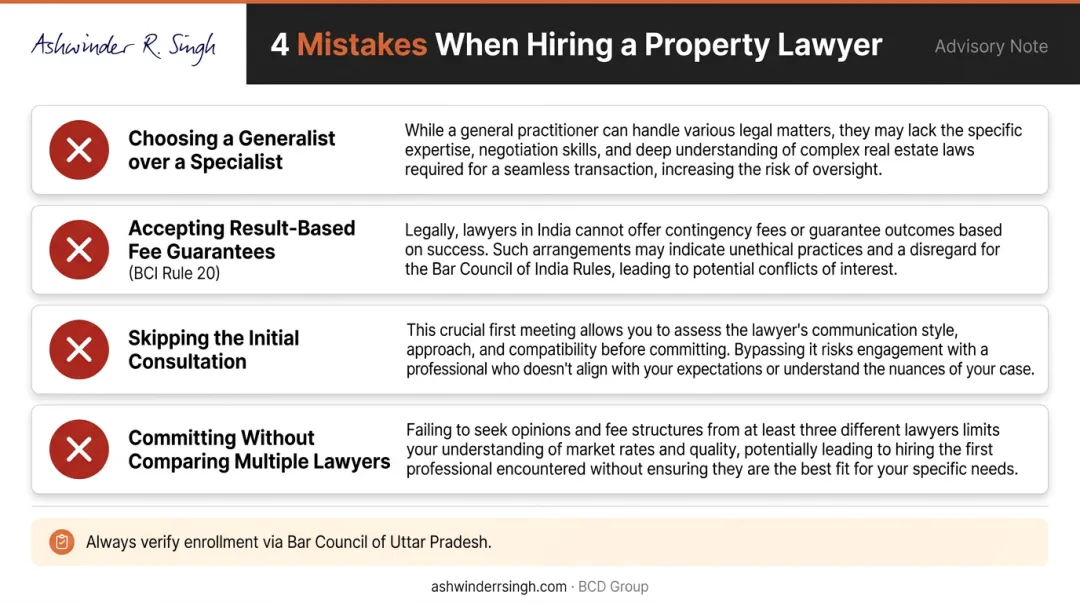 Common mistakes to avoid when hiring a property lawyer in Lucknow