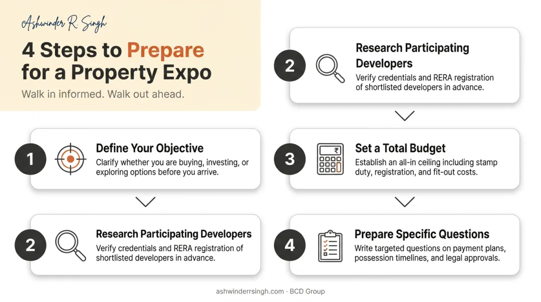 4-step real estate expo preparation checklist for Mohali property investors