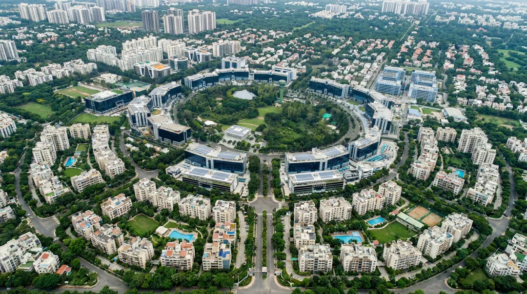 Magarpatta City Pune aerial view of cooperative township integrated urban development