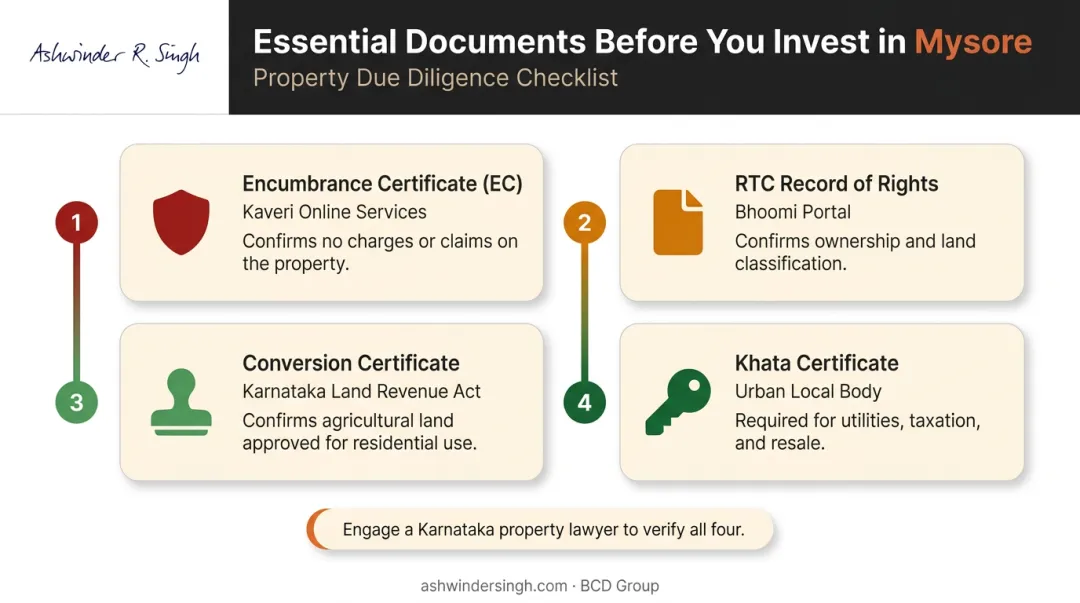 Mysore property due diligence four document verification checklist before investing