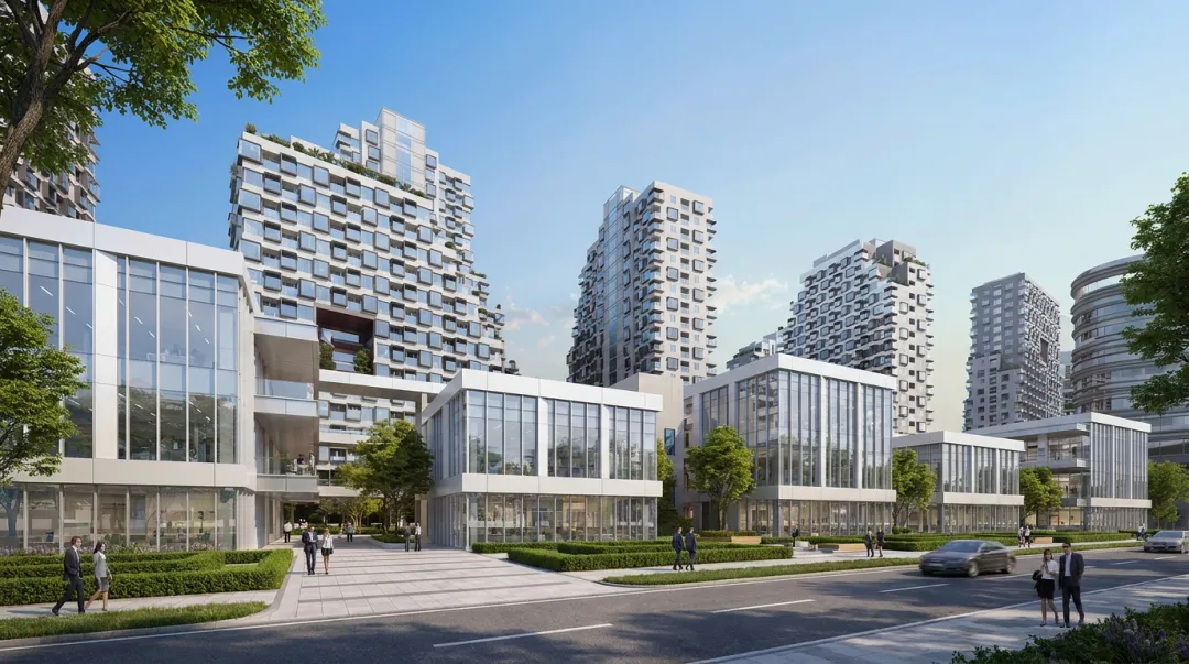 Modern IT park office complex with gated residential apartments in Kakkanad Kochi