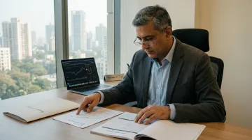 Real estate advisory expert reviewing project compliance and market data reports