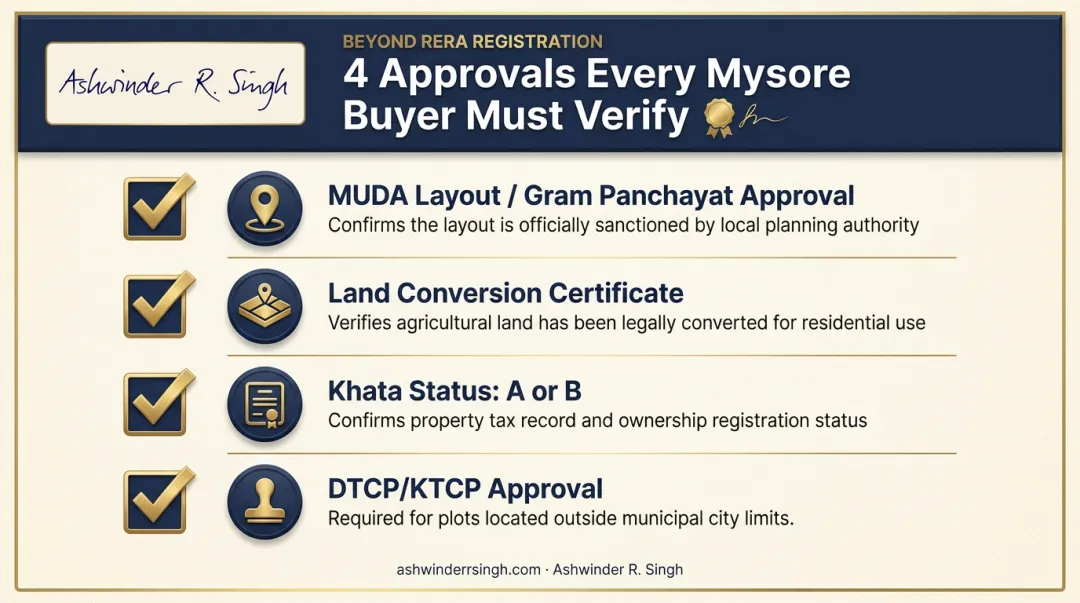 Four local approval checklist for Mysore property buyers beyond RERA