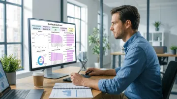 Real estate research analyst reviewing Mumbai property market data dashboard