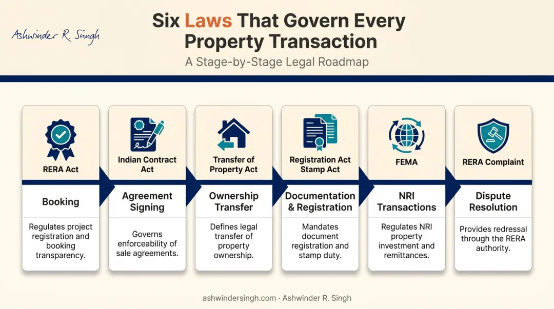 Six major Indian real estate acts mapped to property transaction stages