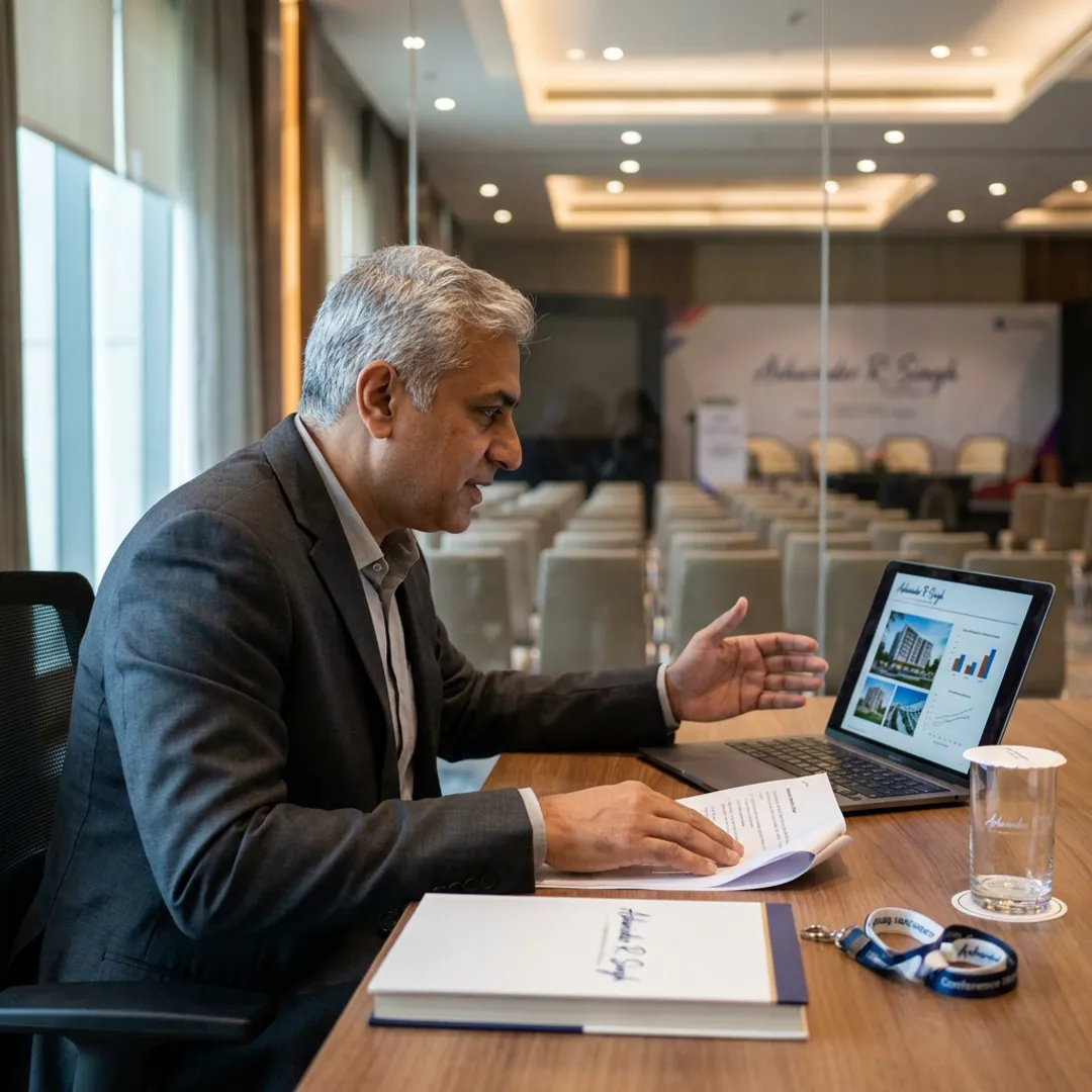 Speaker preparing a real estate event keynote