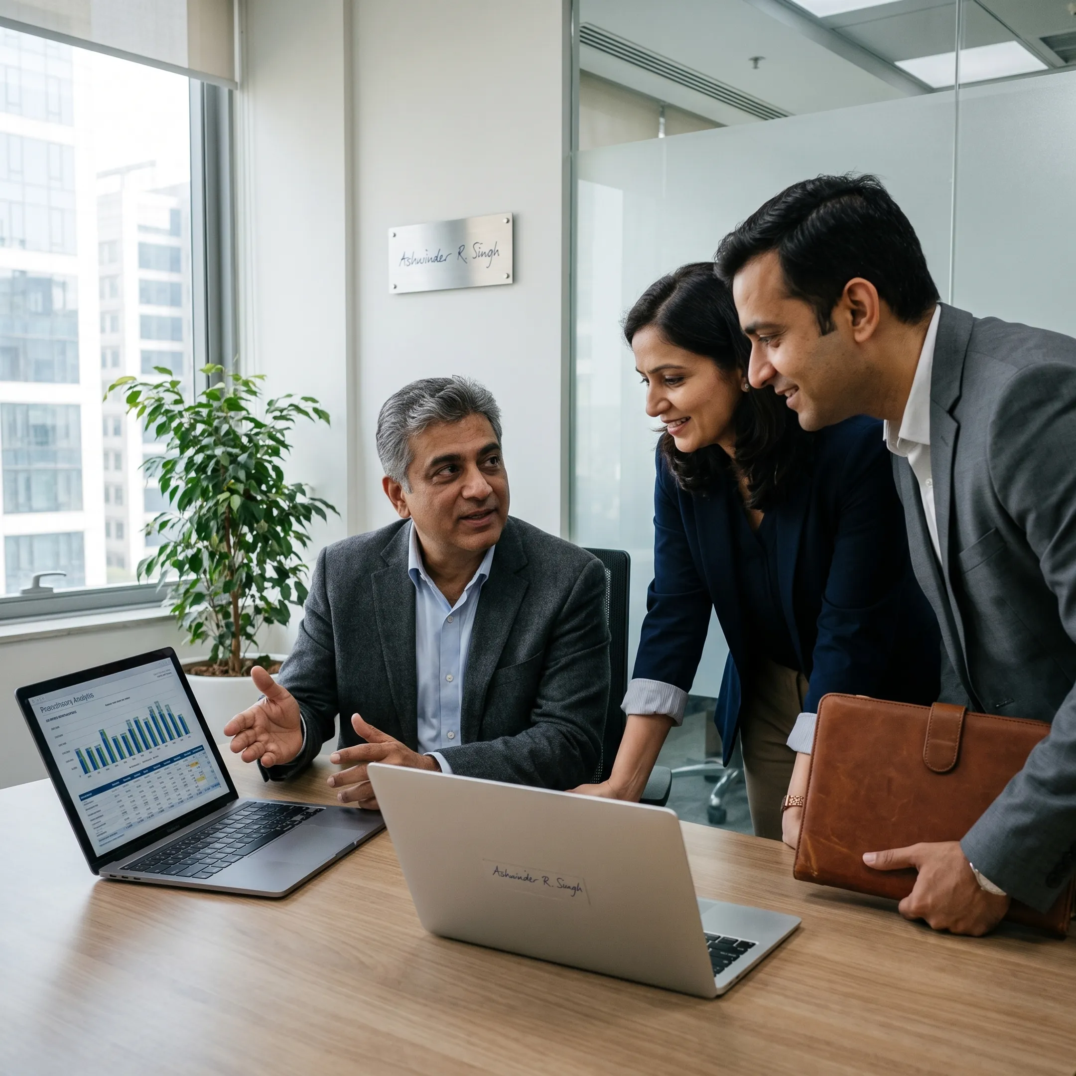 Real estate technology consultant reviewing digital property data
