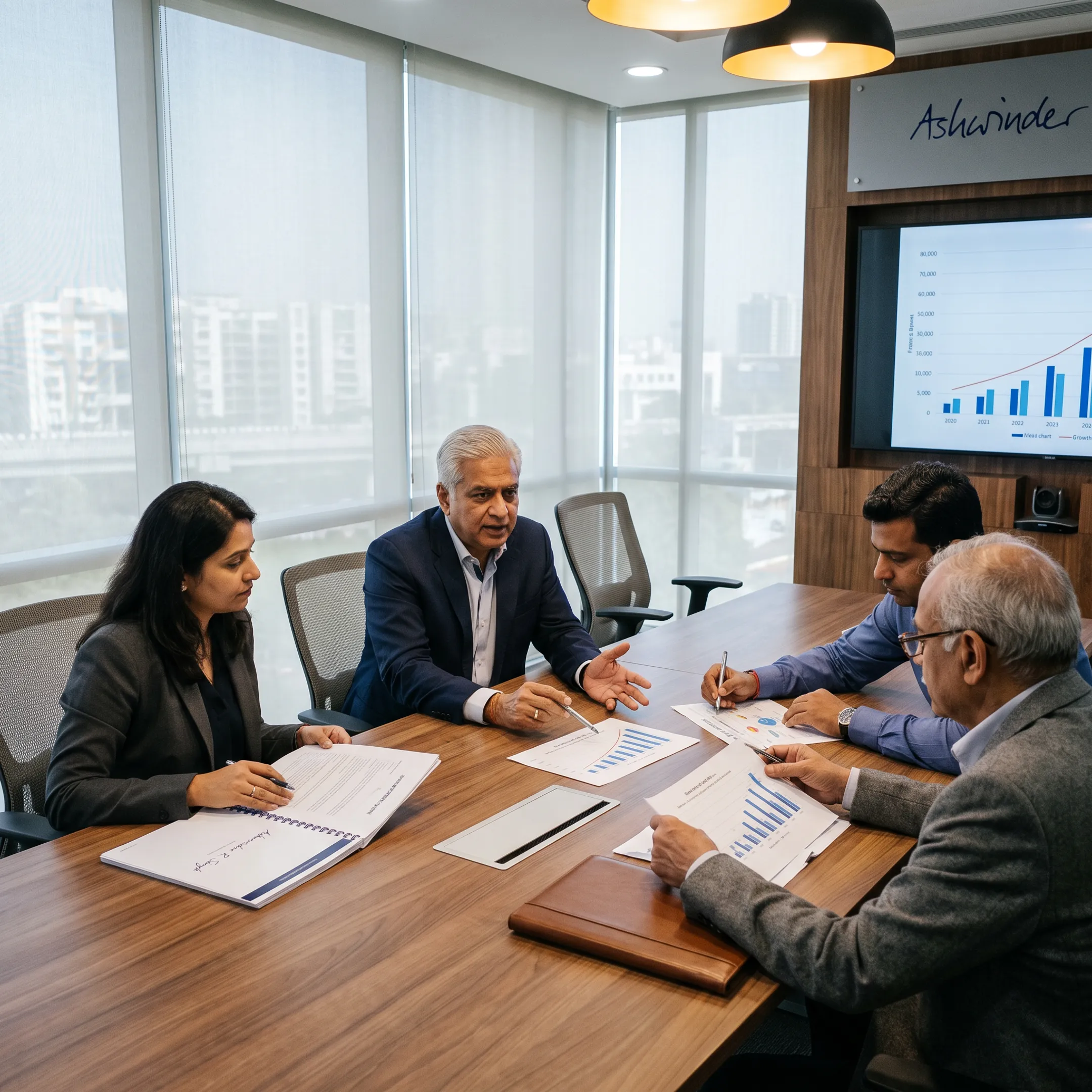 Business leaders reviewing a growth strategy