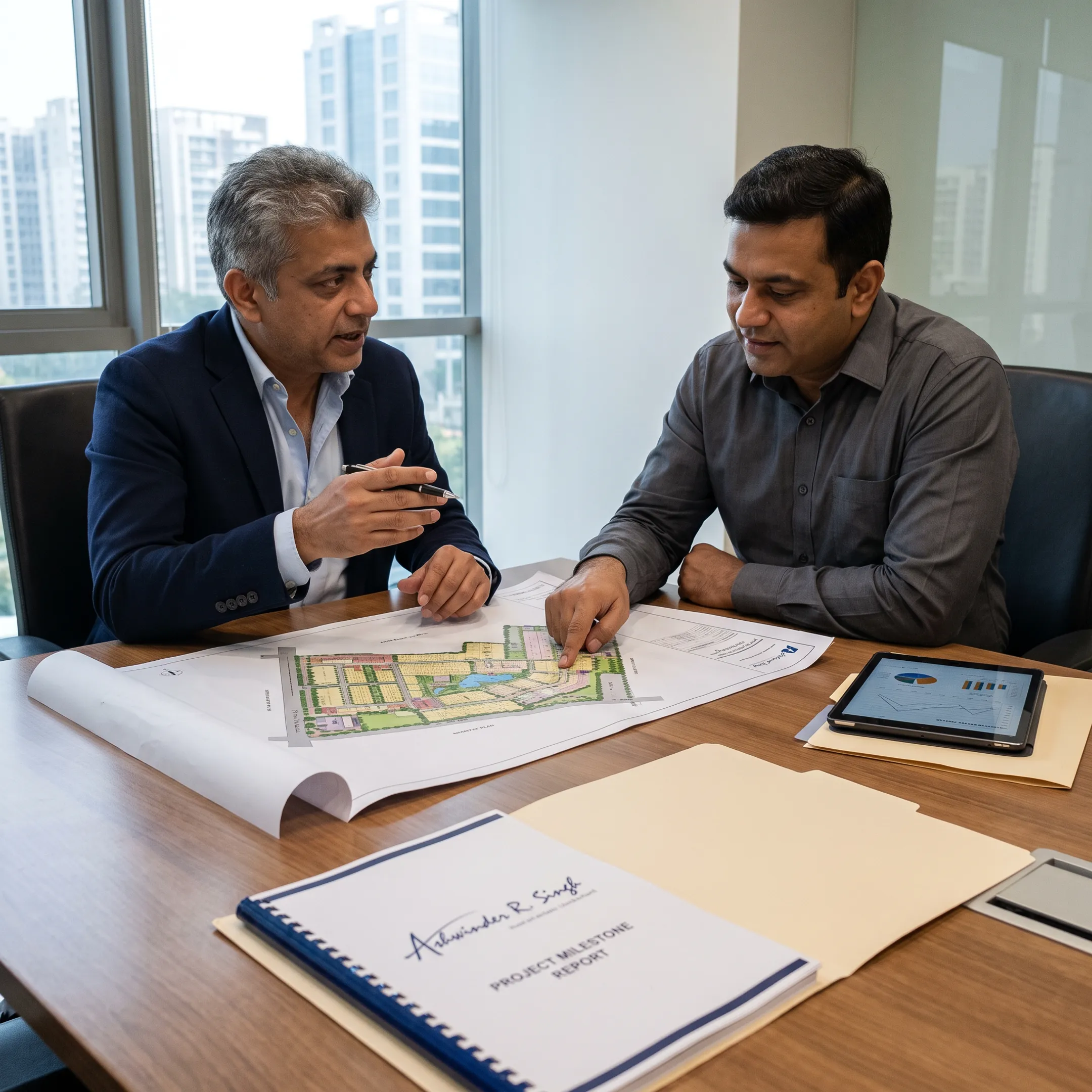 Consultant and developer discussing project strategy