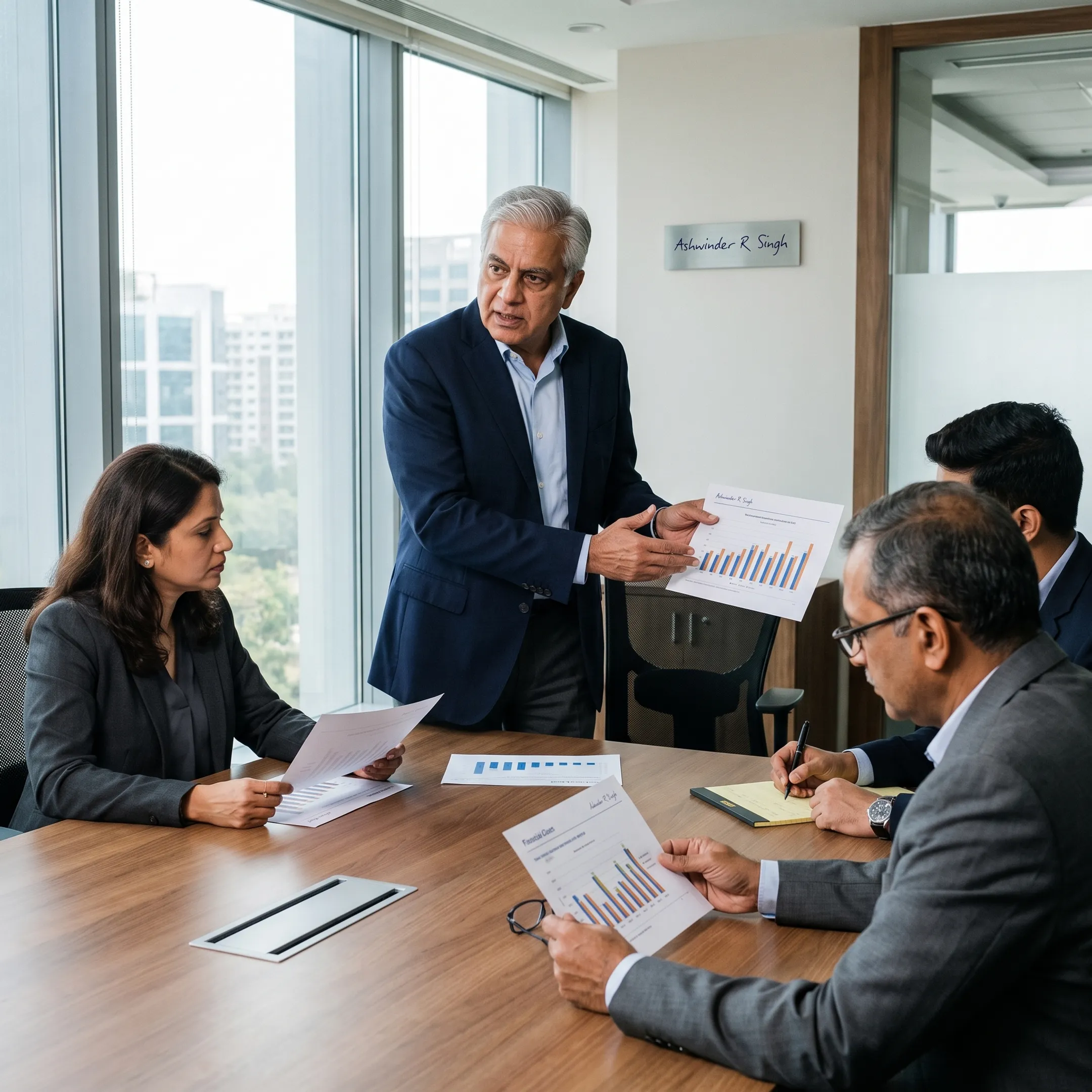 Senior advisor in a boardroom discussion