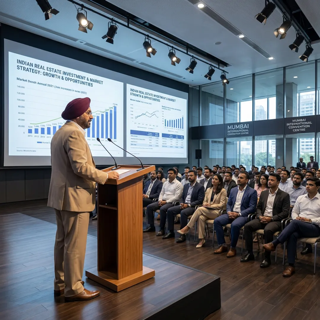 Keynote speaker addressing a Mumbai business audience