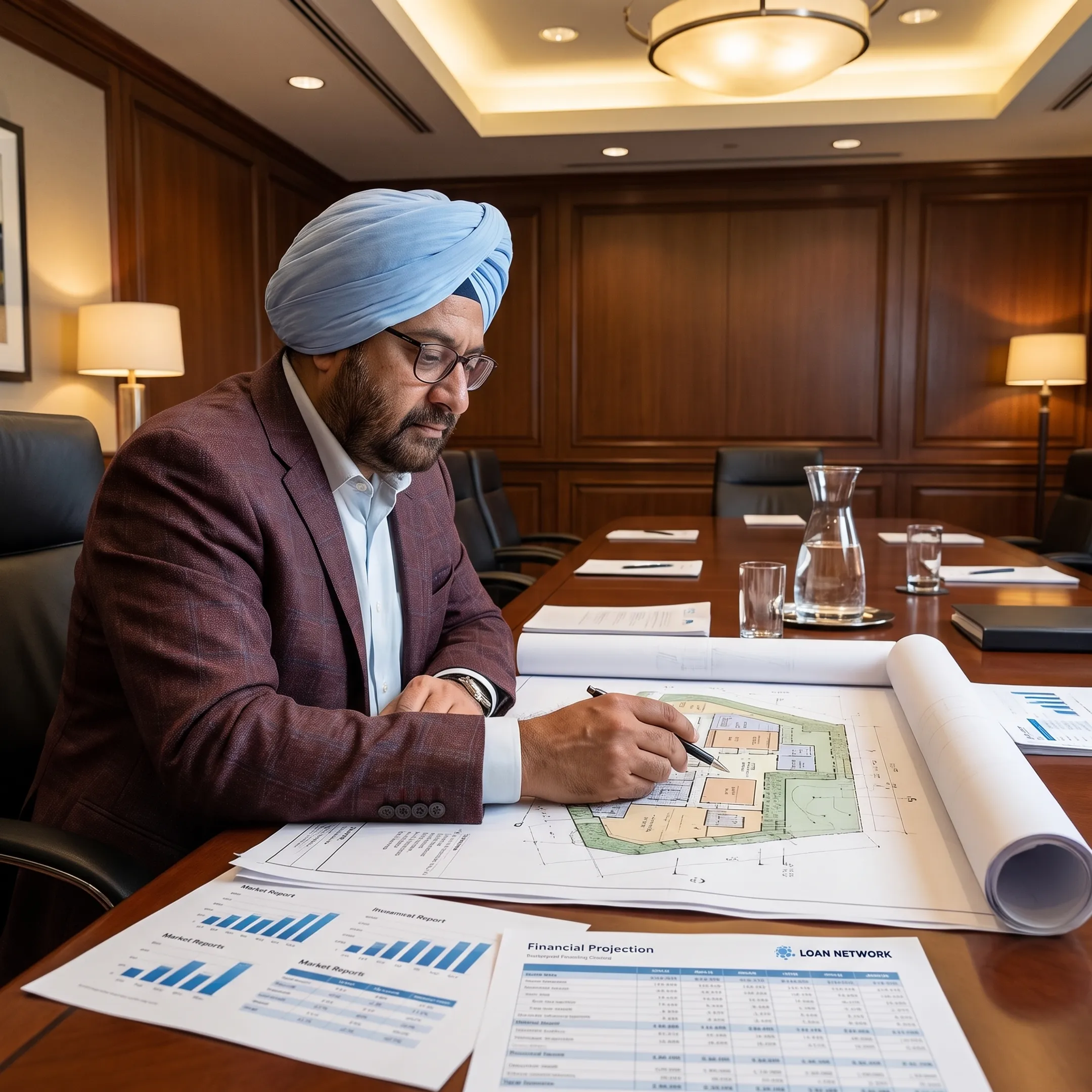 Real estate leaders reviewing a development plan