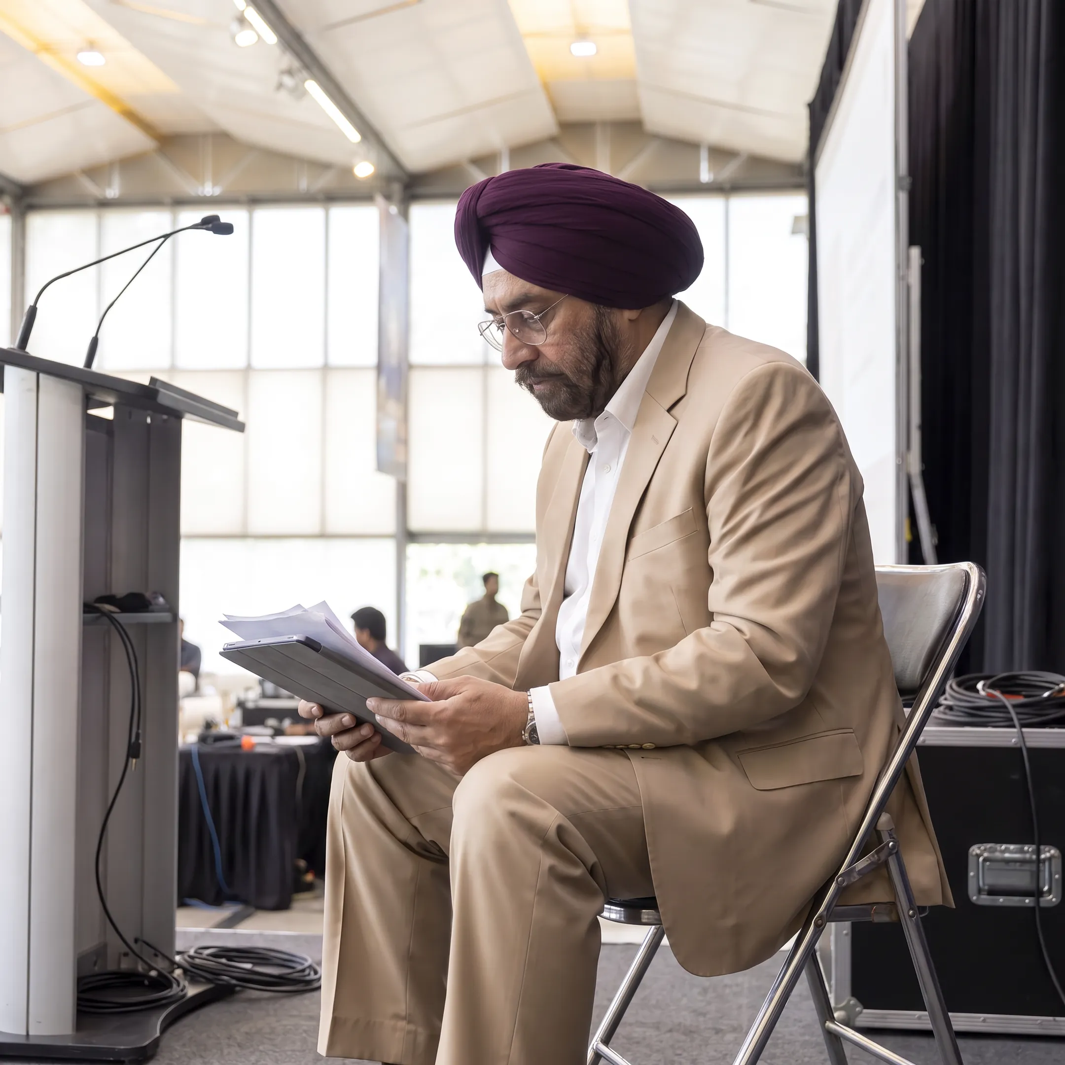 Business leader preparing a tailored keynote presentation
