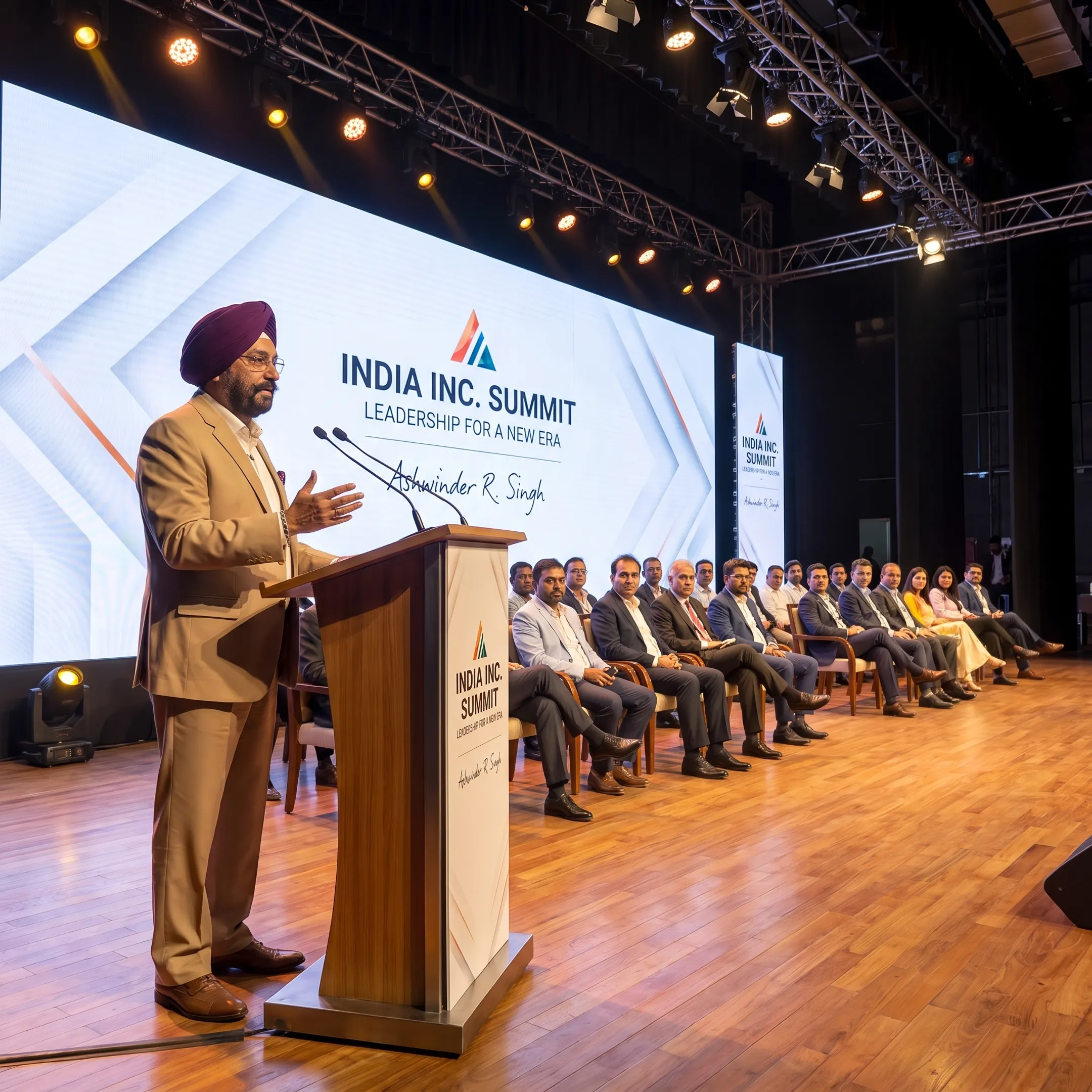Business speaker addressing a conference audience