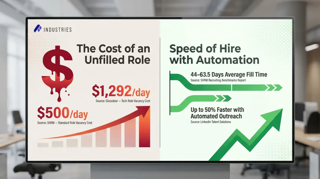 Cost of vacant roles per day versus automated outreach time-to-hire reduction stats