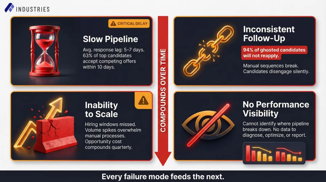 Four consequences of manual recruitment calling pipeline gaps and compounding hiring costs