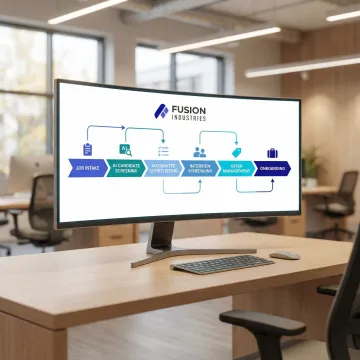 AI recruitment process workflow diagram showing steps from job order to candidate placement