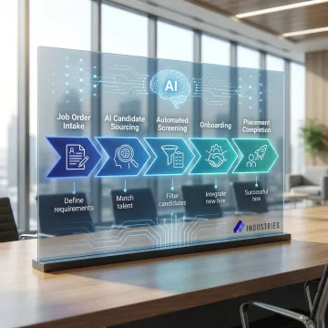 Step-by-step AI recruitment automation workflow process illustration
