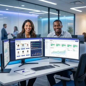 AI-powered staffing automation platform dashboard showing candidate pipeline and recruiting workflow