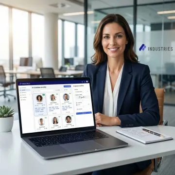 HR professional using cloud-based document automation platform for candidate onboarding