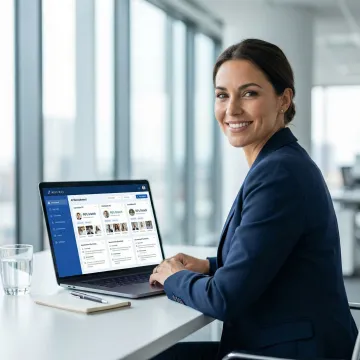 Recruiter reviewing AI-generated candidate shortlist on a laptop with scoring data visible