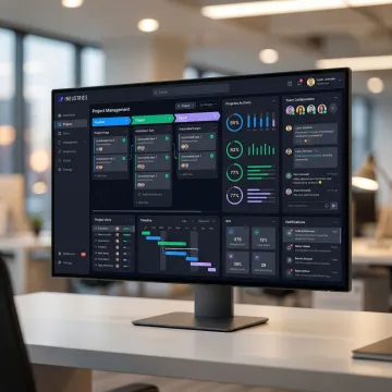 AI workflow software dashboard for project management showing automated task coordination and progress tracking