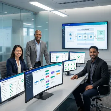 AI workforce automation implementation process showing step-by-step platform setup
