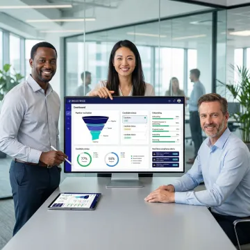 AI-powered talent workforce solutions dashboard showing recruiting and onboarding automation