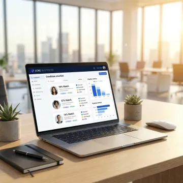 AI recruiting platform dashboard showing automated candidate matching and ranked shortlists