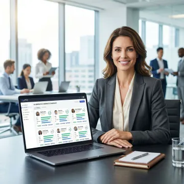 Recruiter reviewing AI-generated candidate shortlists and interview scores on a laptop