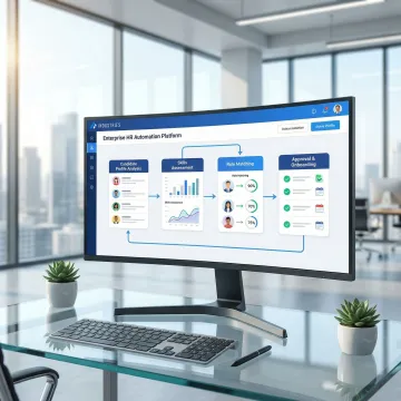 Step-by-step internal talent mobility workflow visualised on an enterprise HR platform interface