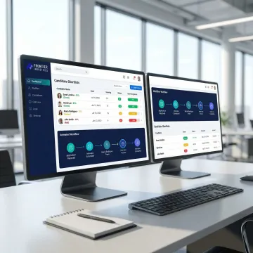 AI-powered recruitment automation platform showing candidate screening and hiring workflow