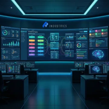 AI automation agents orchestrating multi-step enterprise workflows on a digital dashboard