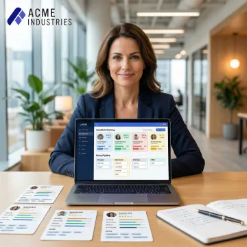 Recruiter reviewing AI-generated candidate shortlist on a laptop