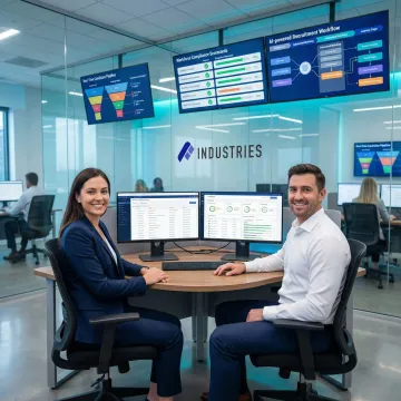 AI-powered industrial automation staffing platform dashboard showing workforce recruitment and compliance tracking