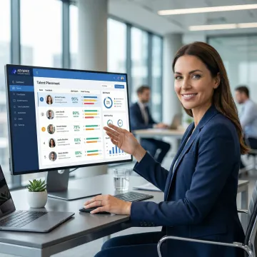 AI software sales recruiter reviewing top candidate profiles on a modern dashboard
