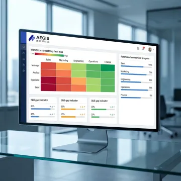AI dashboard showing workforce skills competency mapping and gap analysis for enterprise teams