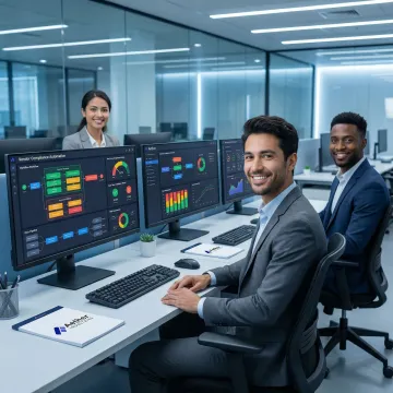 Implementation team configuring automated vendor compliance workflows on an enterprise platform