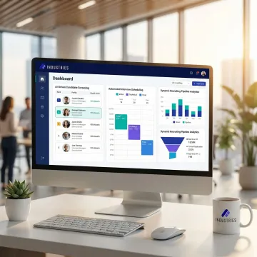 Conversational AI recruiting software interface showing candidate screening and automated interview scheduling.