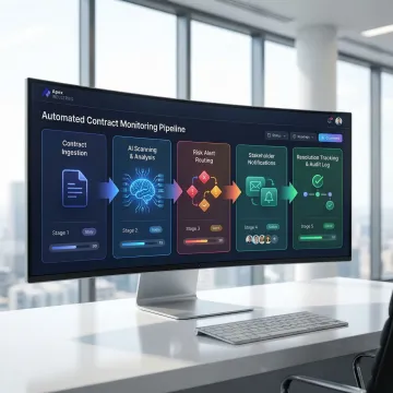 Step-by-step workflow diagram of an automated contract alert and reminder system