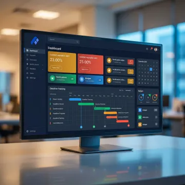 Dashboard showing automated contract alerts and event reminder notifications on a screen