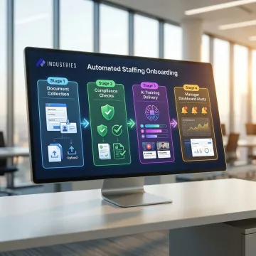 Step-by-step onboarding automation workflow for staffing agencies on a digital platform